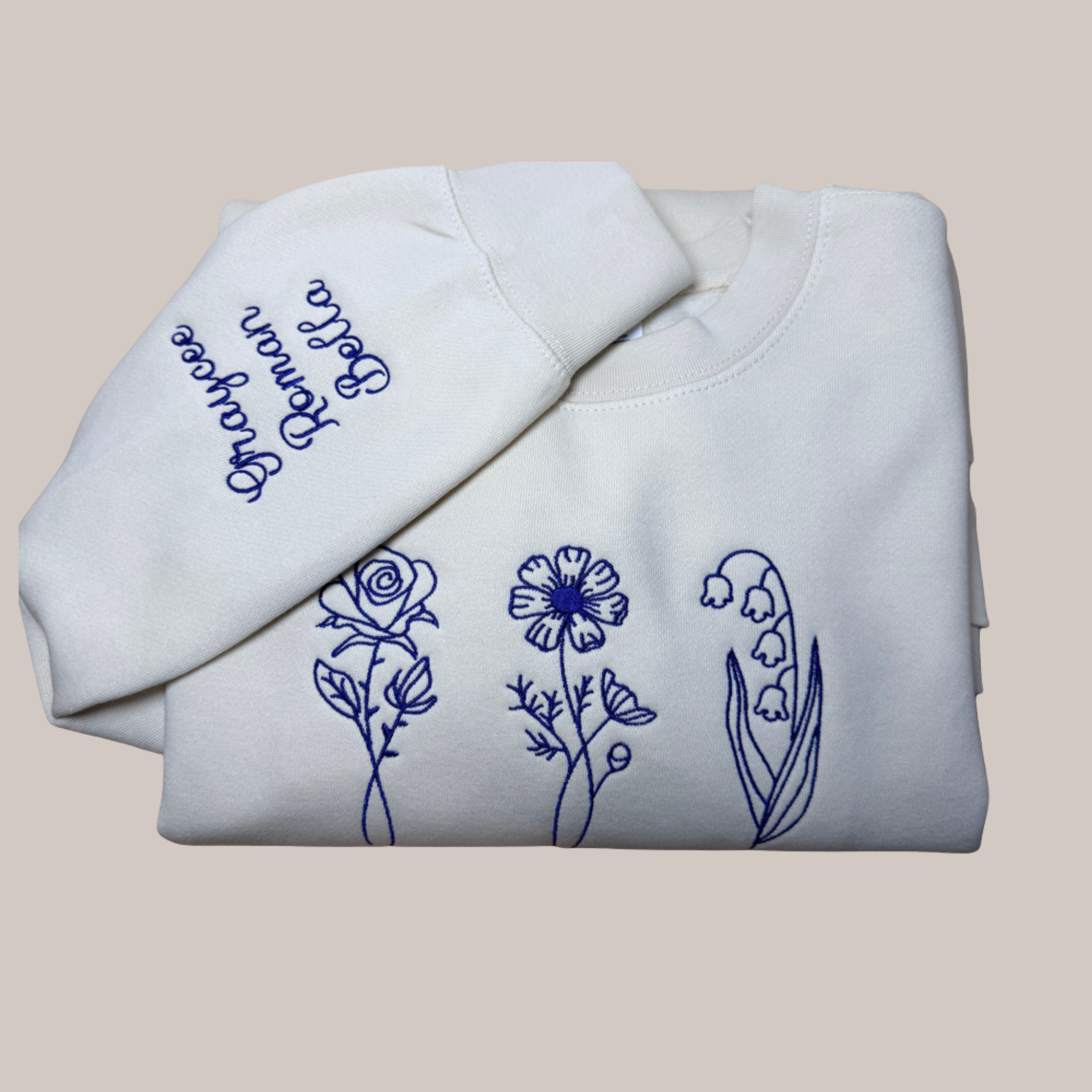Birth Month Flower Embroidered Crewneck – Personalized Floral Stitch