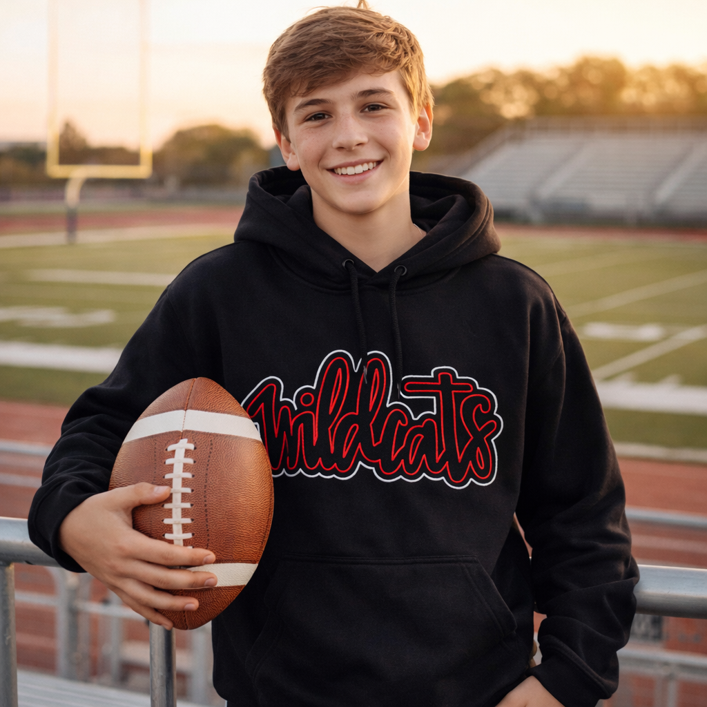 Wildcats Embroidered Hoodie – Classic Script Stitch