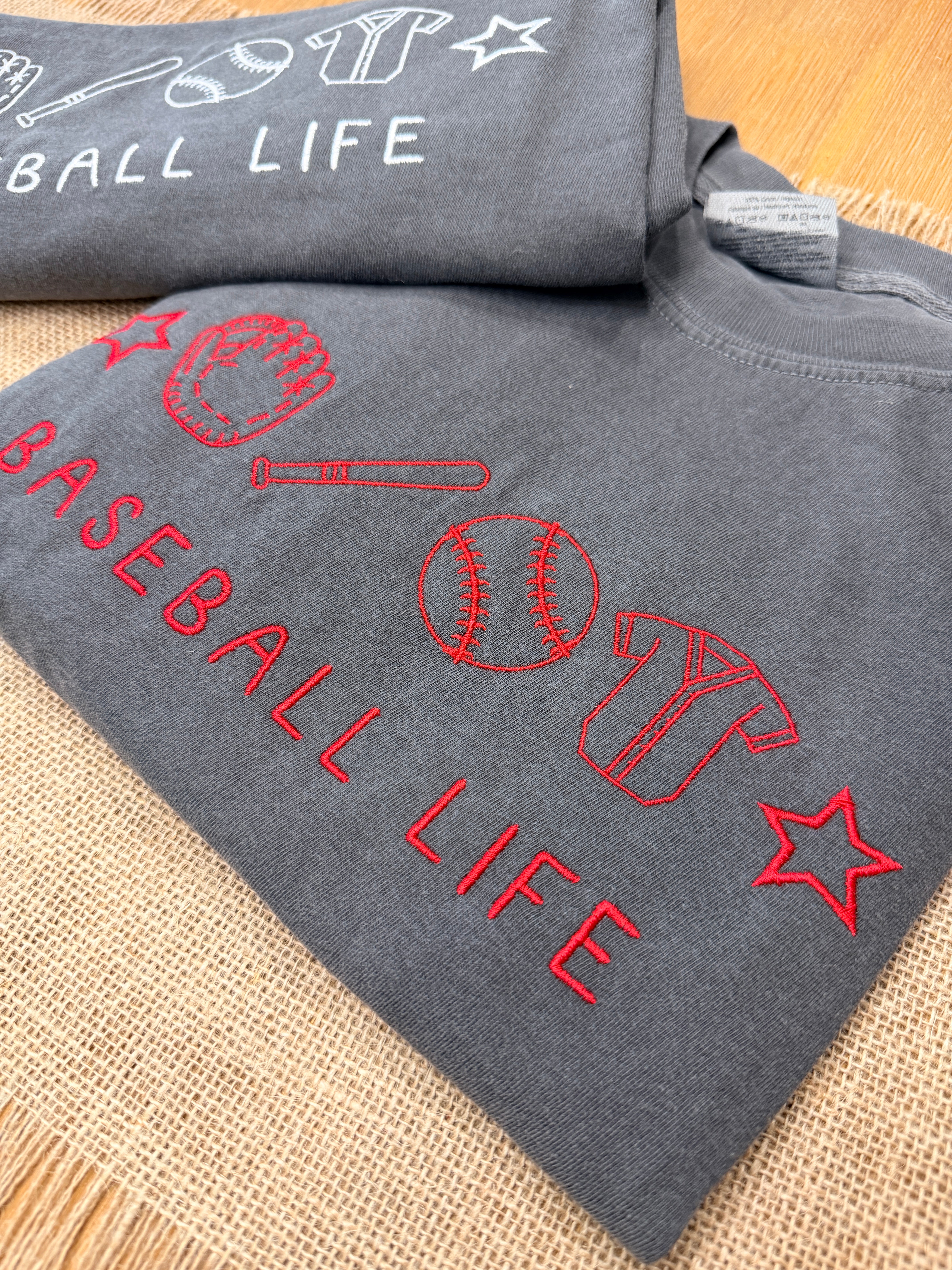 Baseball Life Embroidered Tee (Custom Colors)