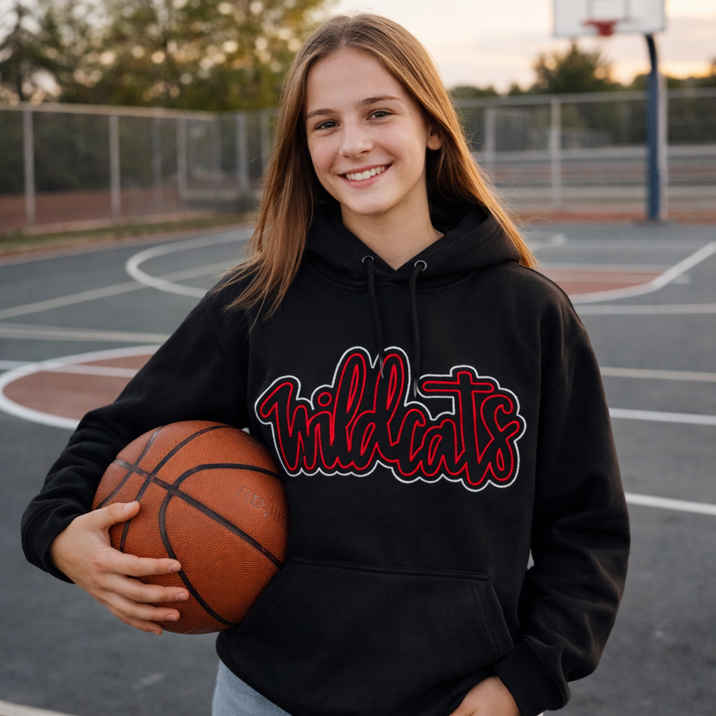 Wildcats Embroidered Hoodie – Classic Script Stitch