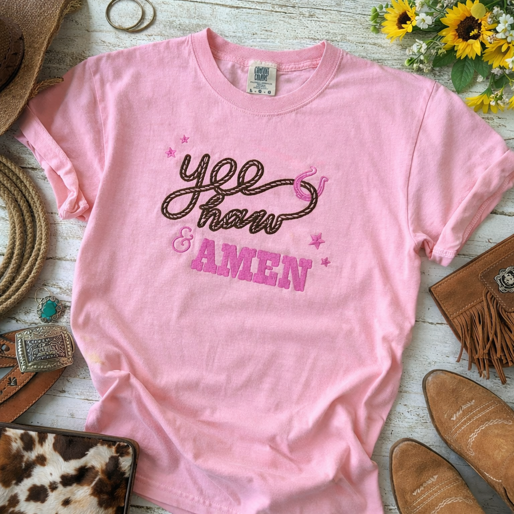 Yee Haw & Amen – Embroidered Tee