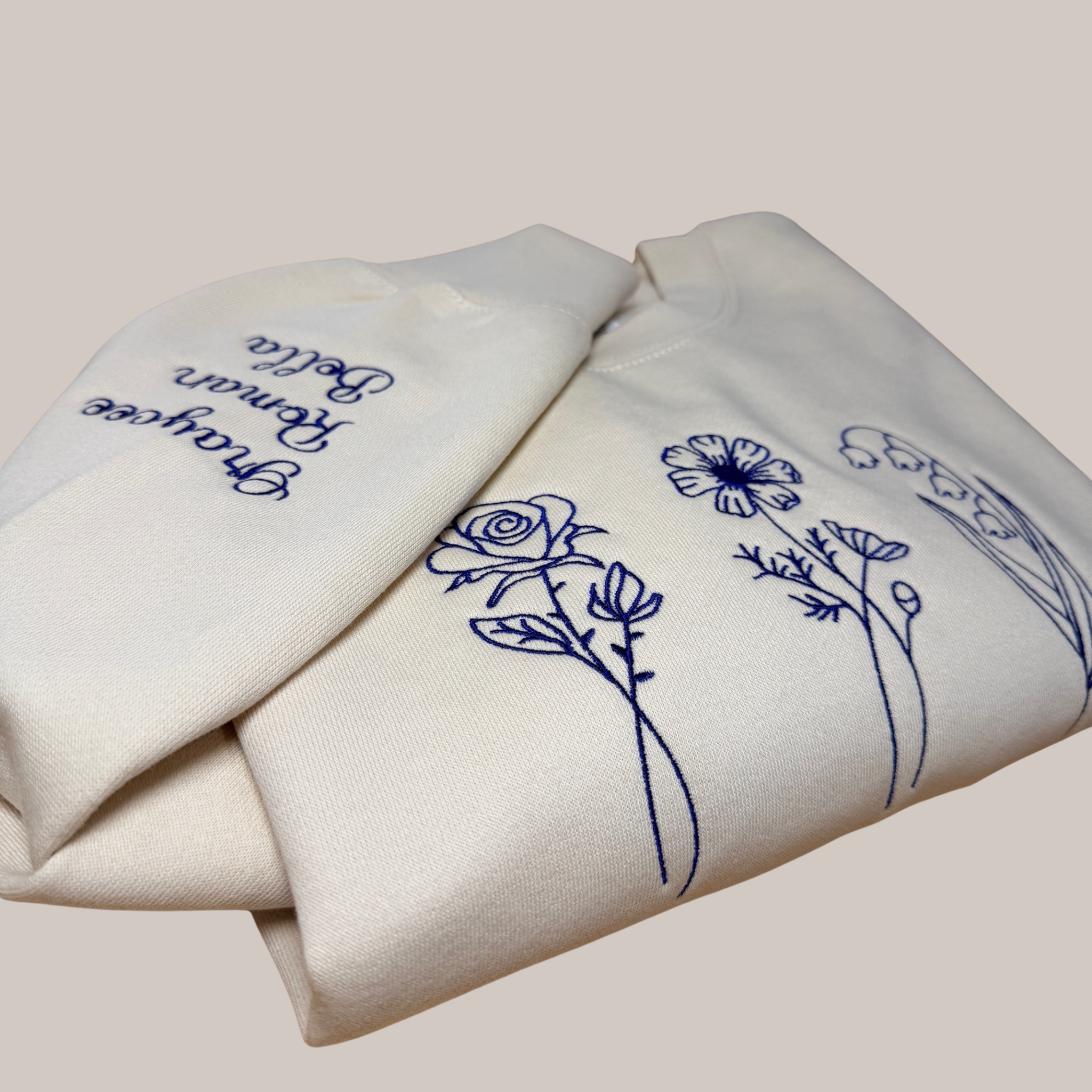 Birth Month Flower Embroidered Crewneck – Personalized Floral Stitch