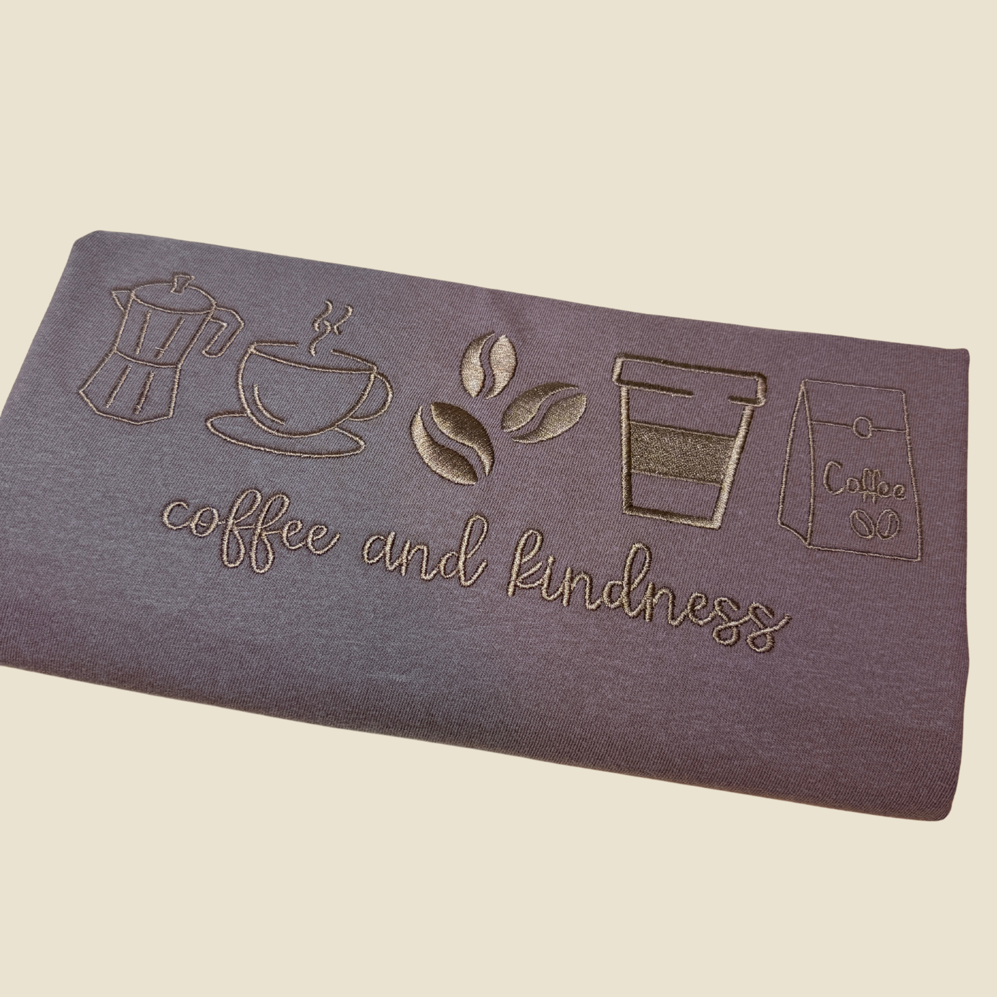 Coffee and Kindness Embroidered Tone on Tone Tee