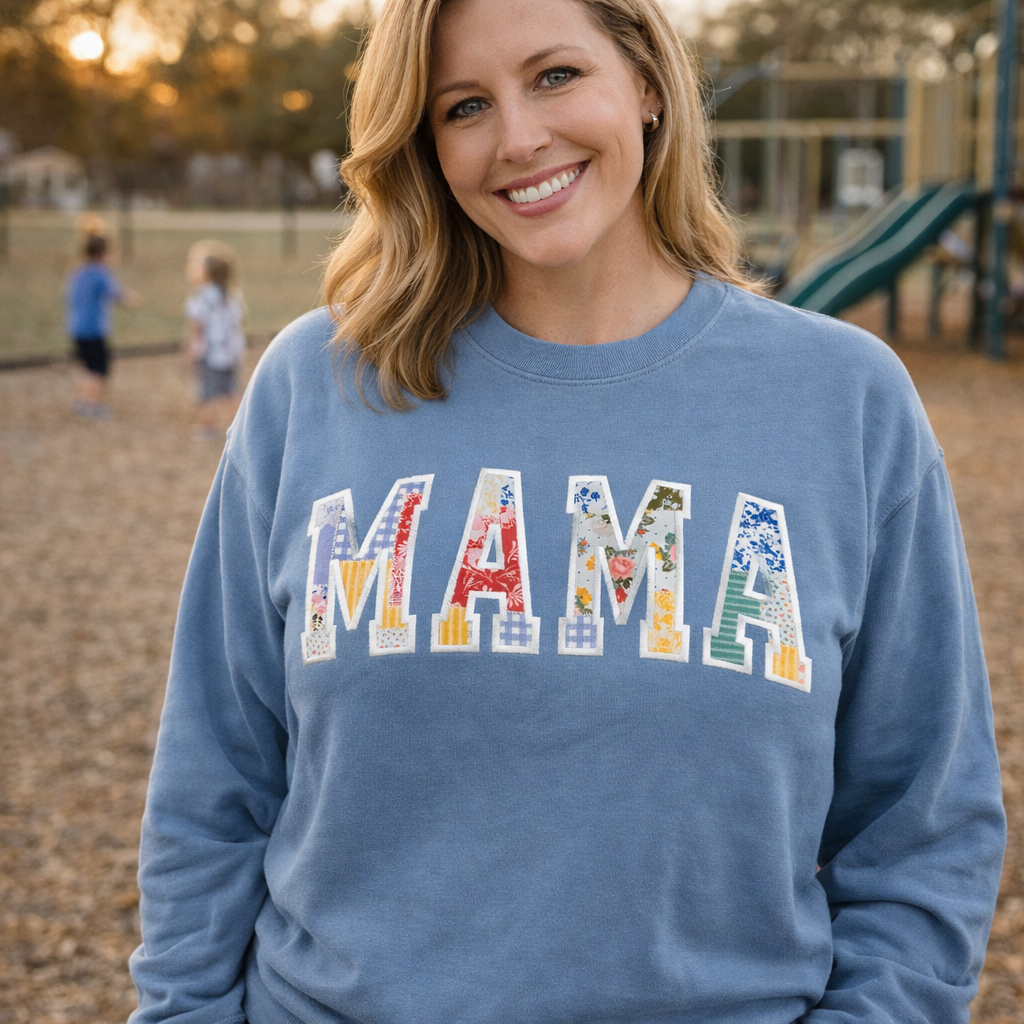 MAMA Applique Lightweight Crewneck Sweathshirt