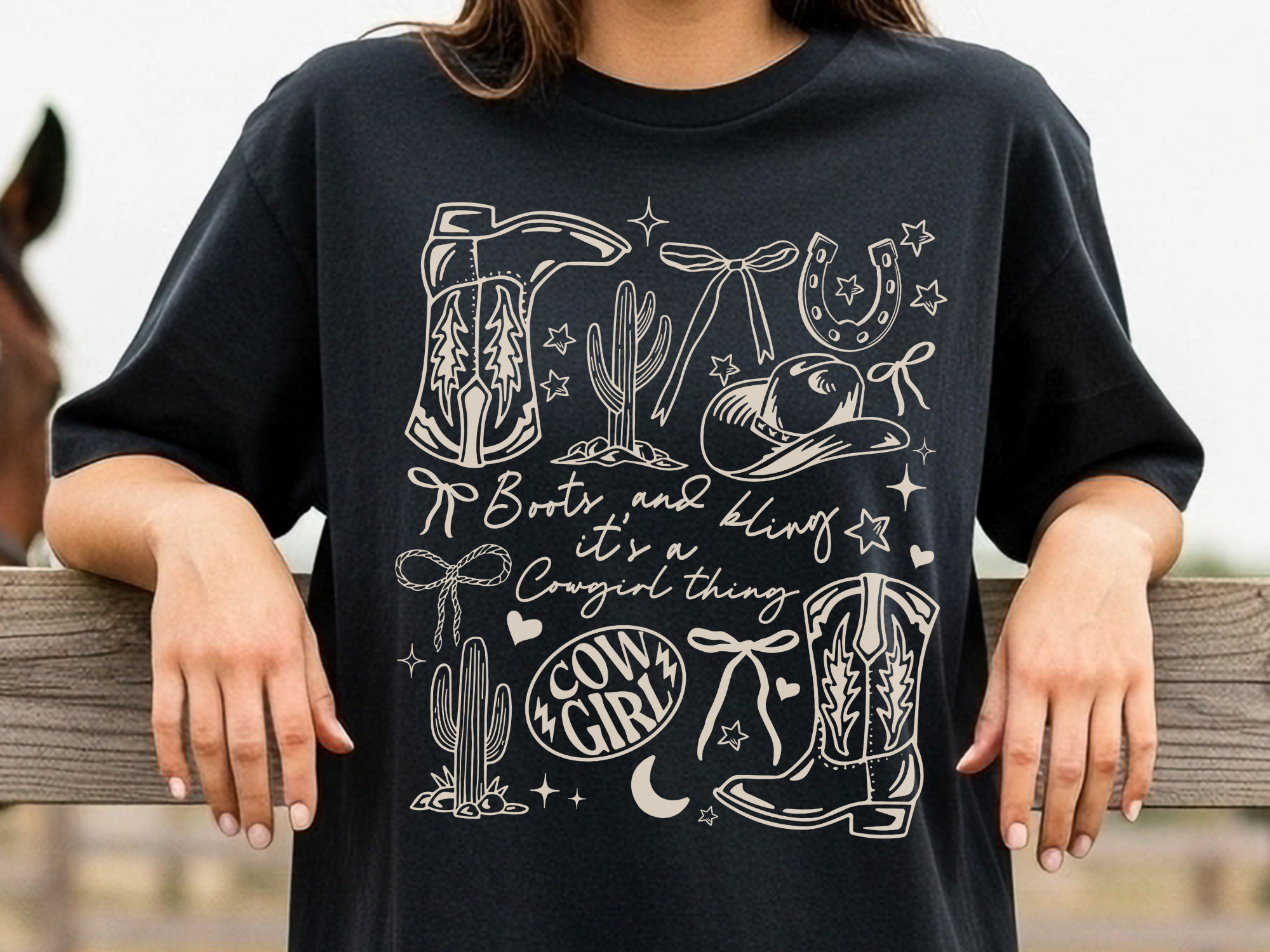 Boots and Bling Cowgirl Graphic Tee